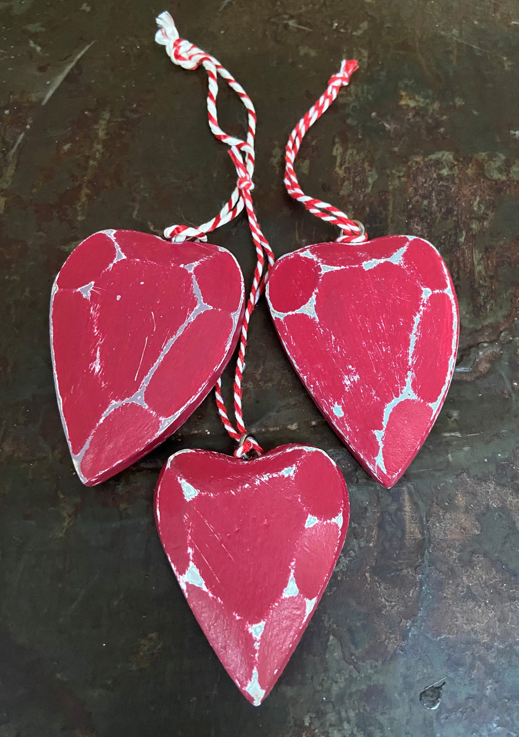 3 Hanging Wooden Hearts (set)