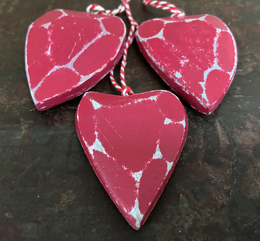 3 Hanging Wooden Hearts (set)