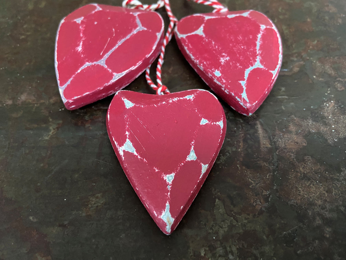 3 Hanging Wooden Hearts (set)