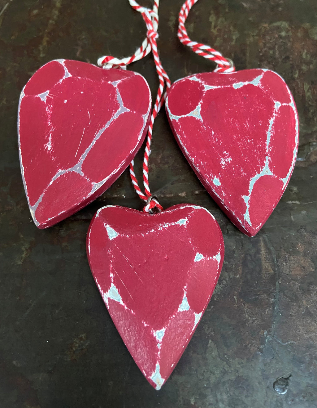 3 Hanging Wooden Hearts (set)