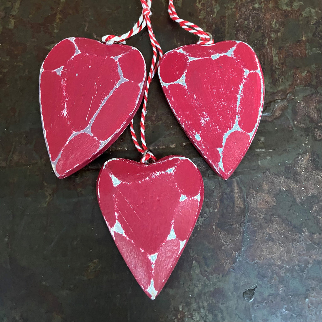 3 Hanging Wooden Hearts (set)