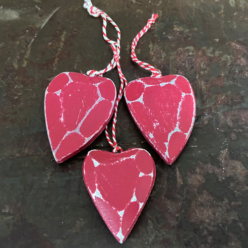 3 Hanging Wooden Hearts (set)