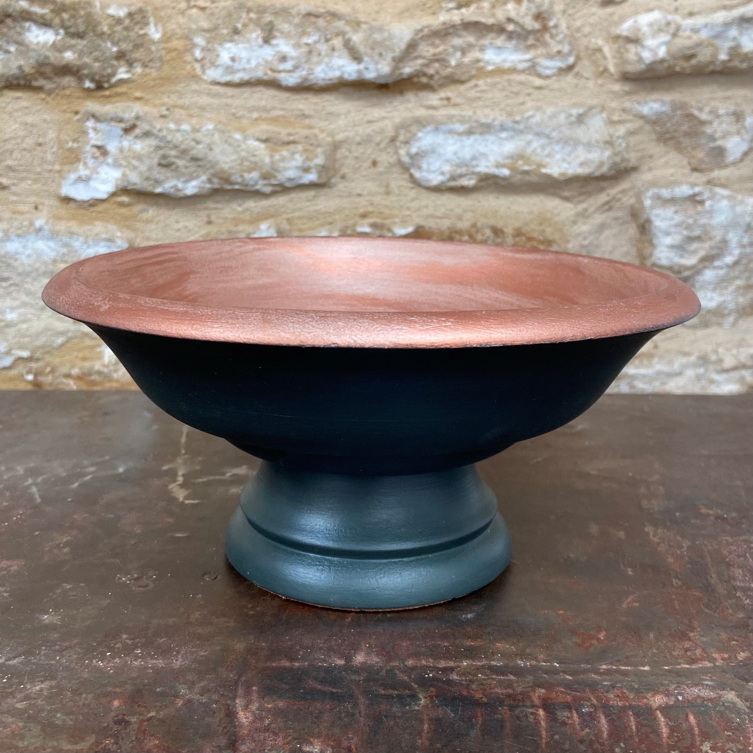 Dark Green & Champagne Wooden Bowl