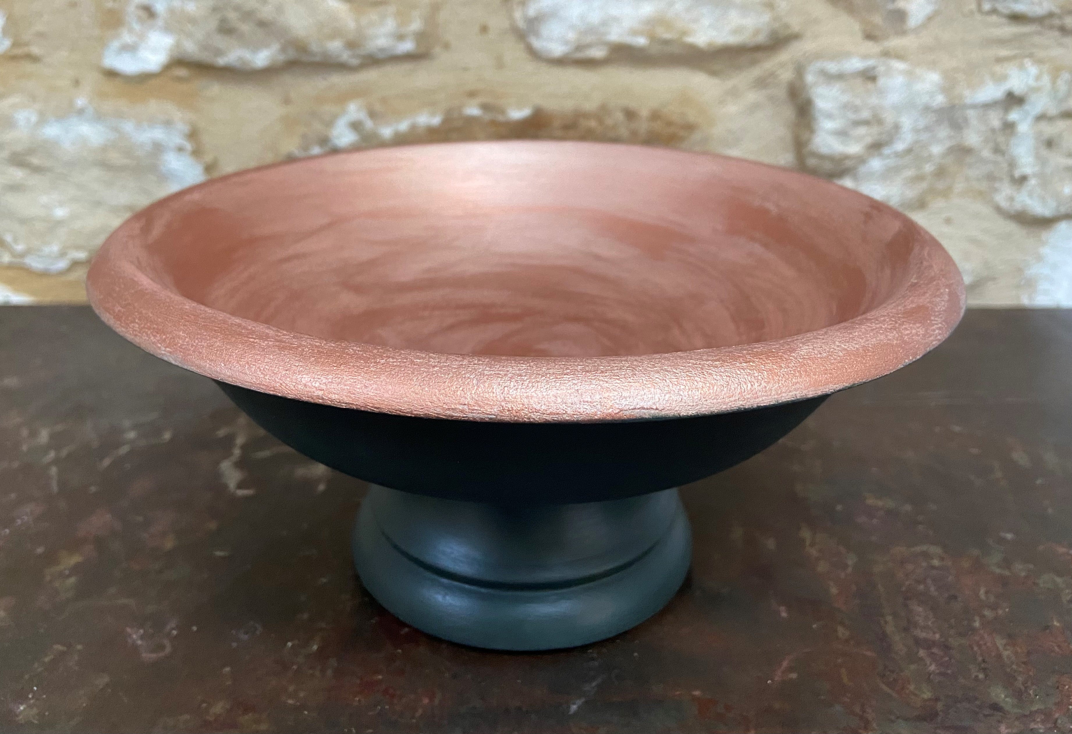 Dark Green & Champagne Wooden Bowl