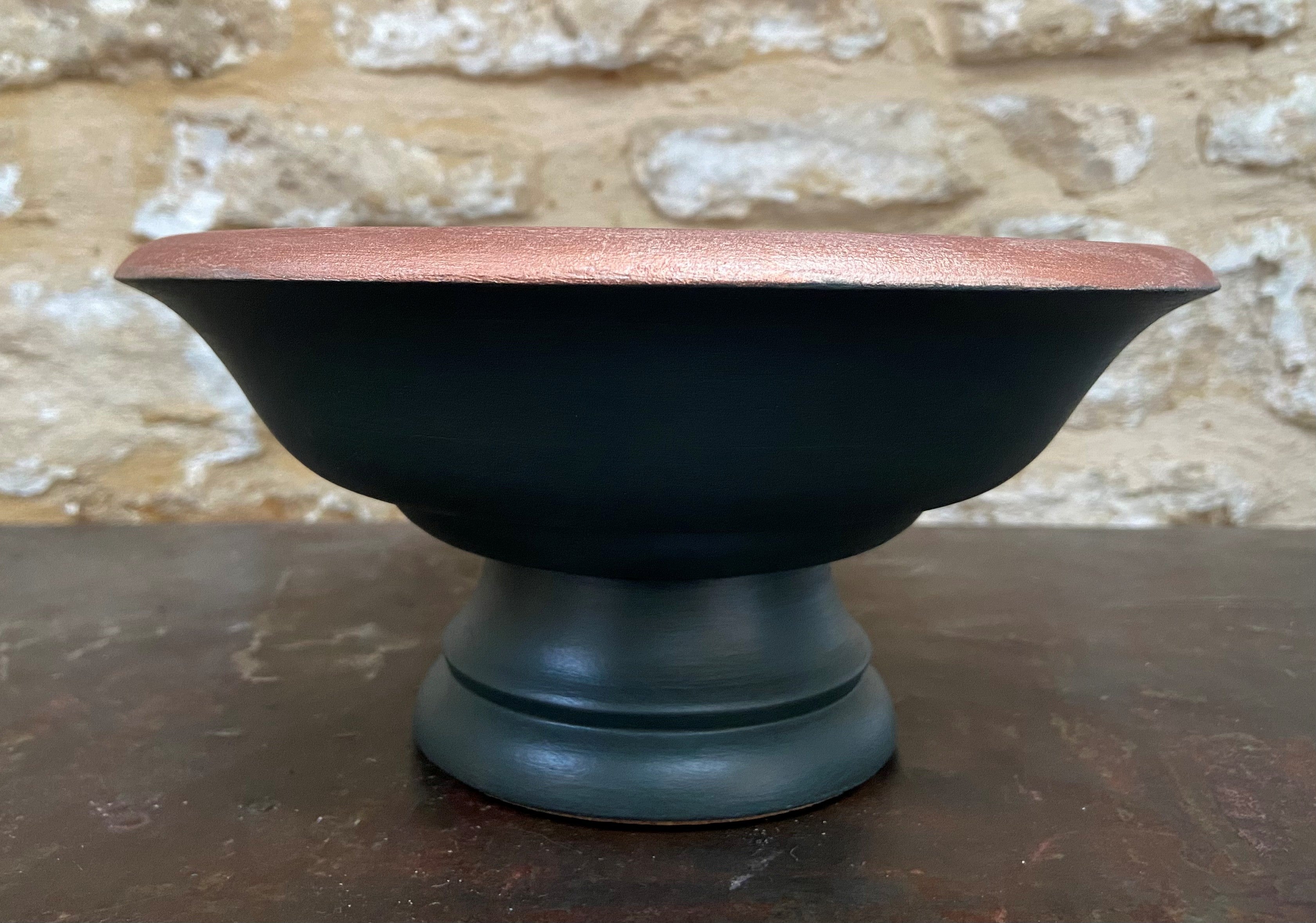 Dark Green & Champagne Wooden Bowl