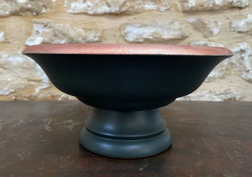 Dark Green & Champagne Wooden Bowl
