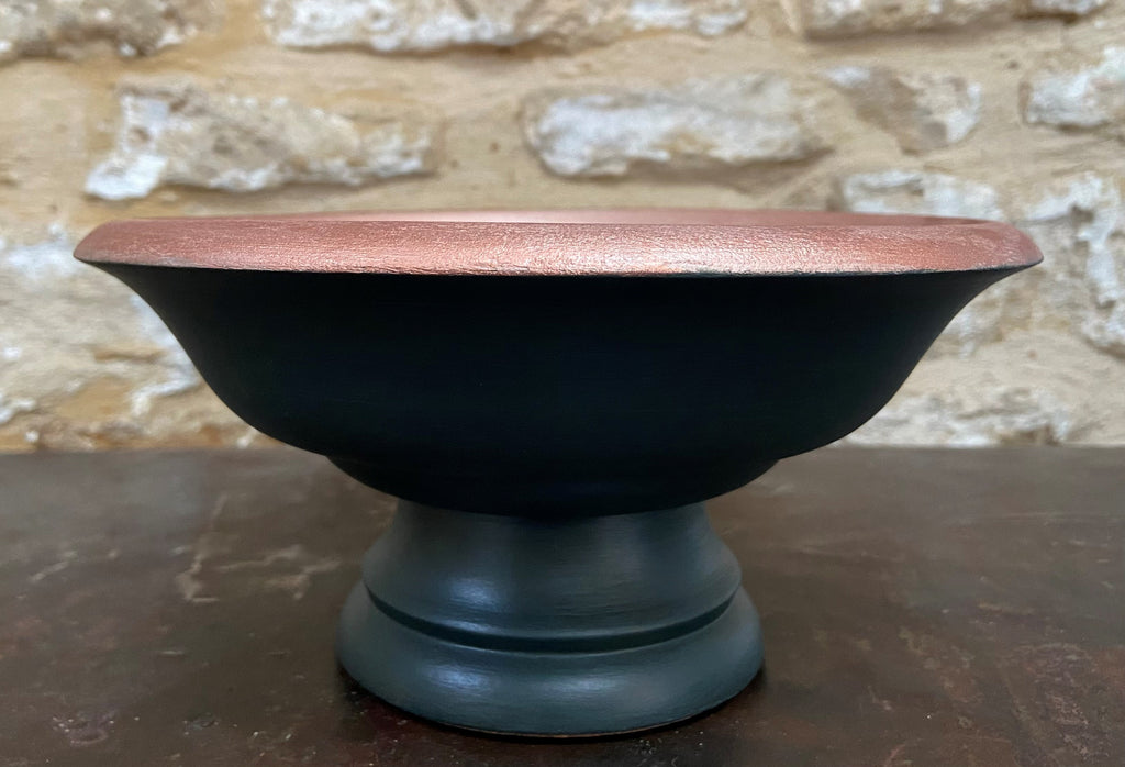 Dark Green & Champagne Wooden Bowl