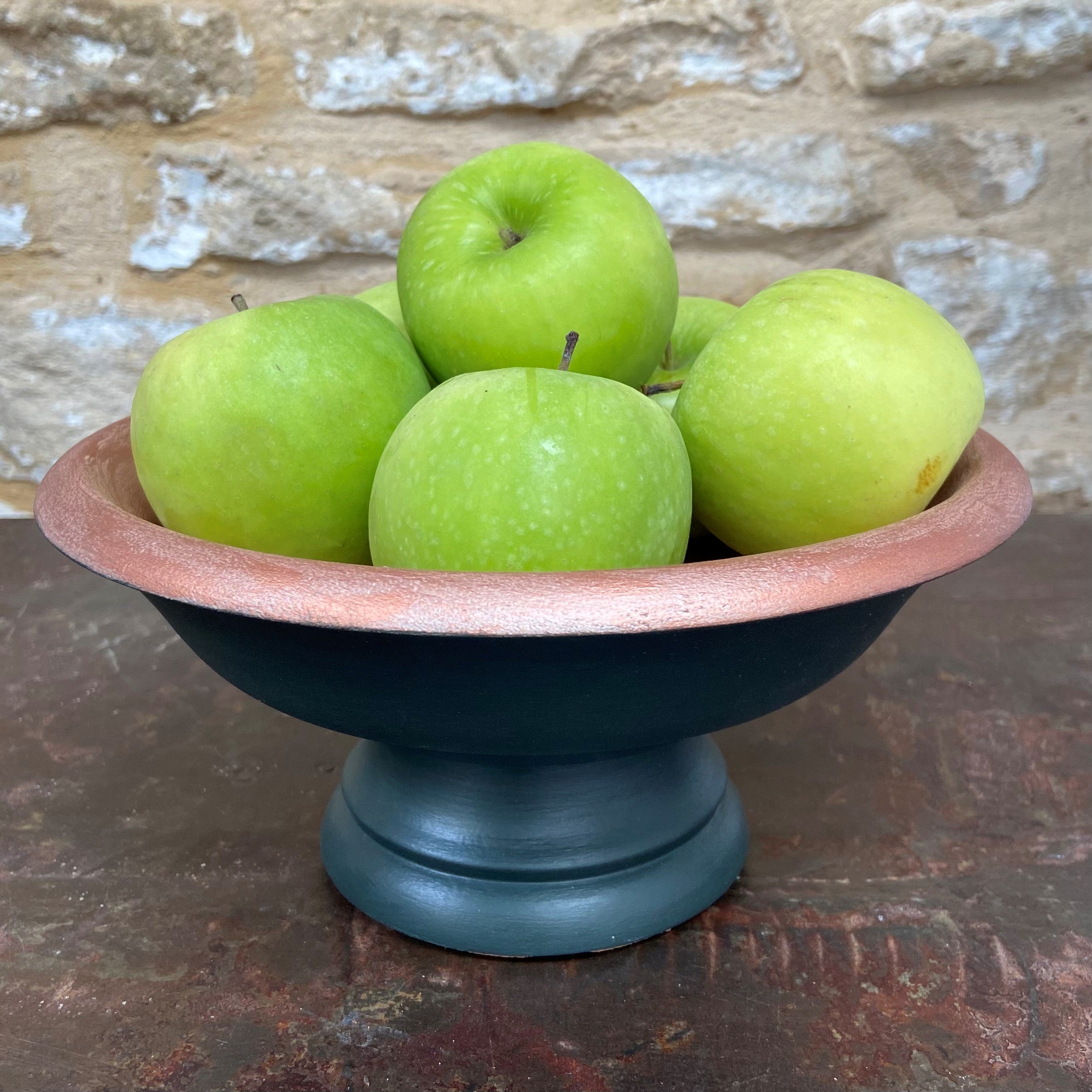 Dark Green & Champagne Wooden Bowl