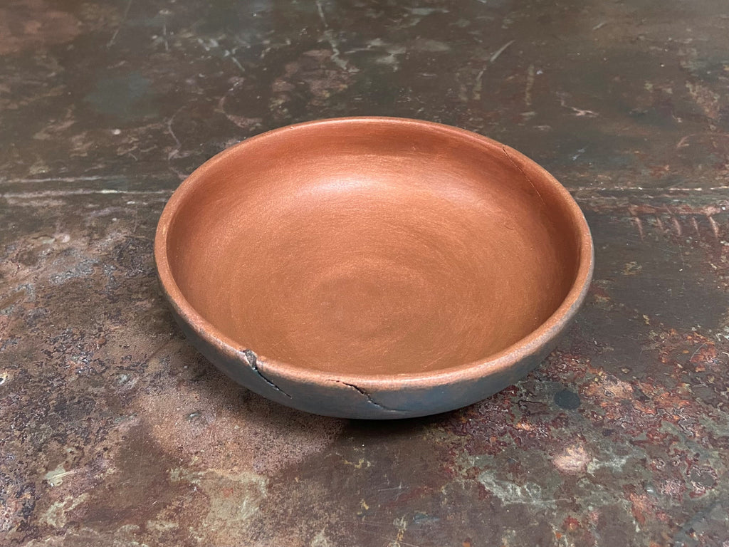 Small Dark Green & Copper Wooden Bowl