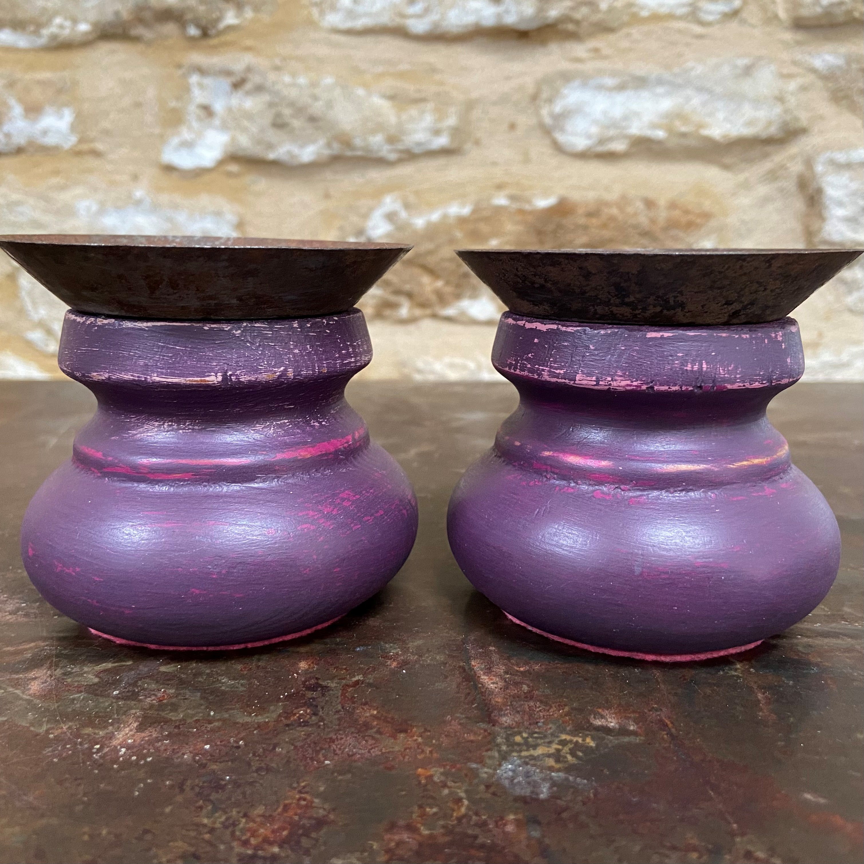 Rich Purple Candle Holders (Pair)