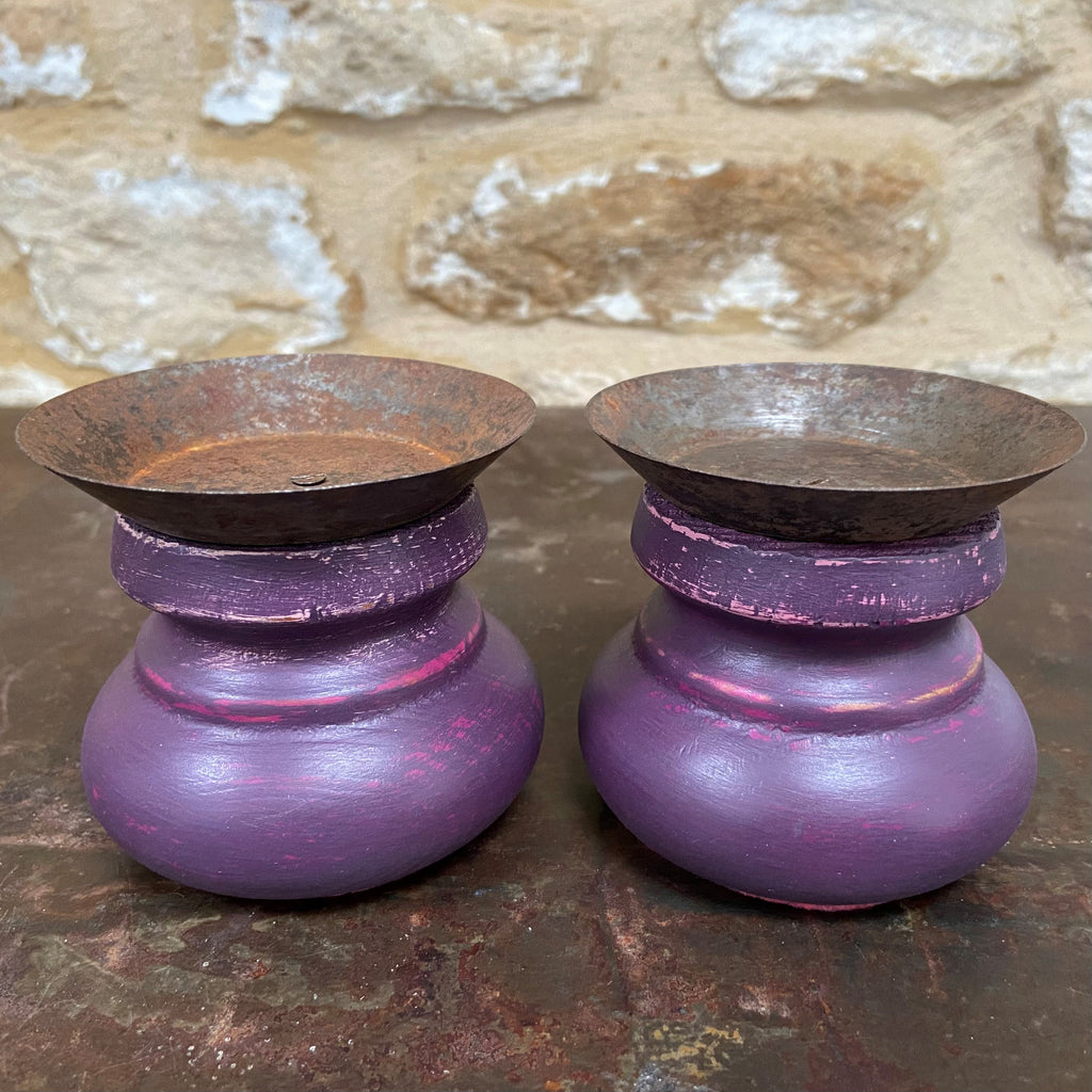 Rich Purple Candle Holders (Pair)