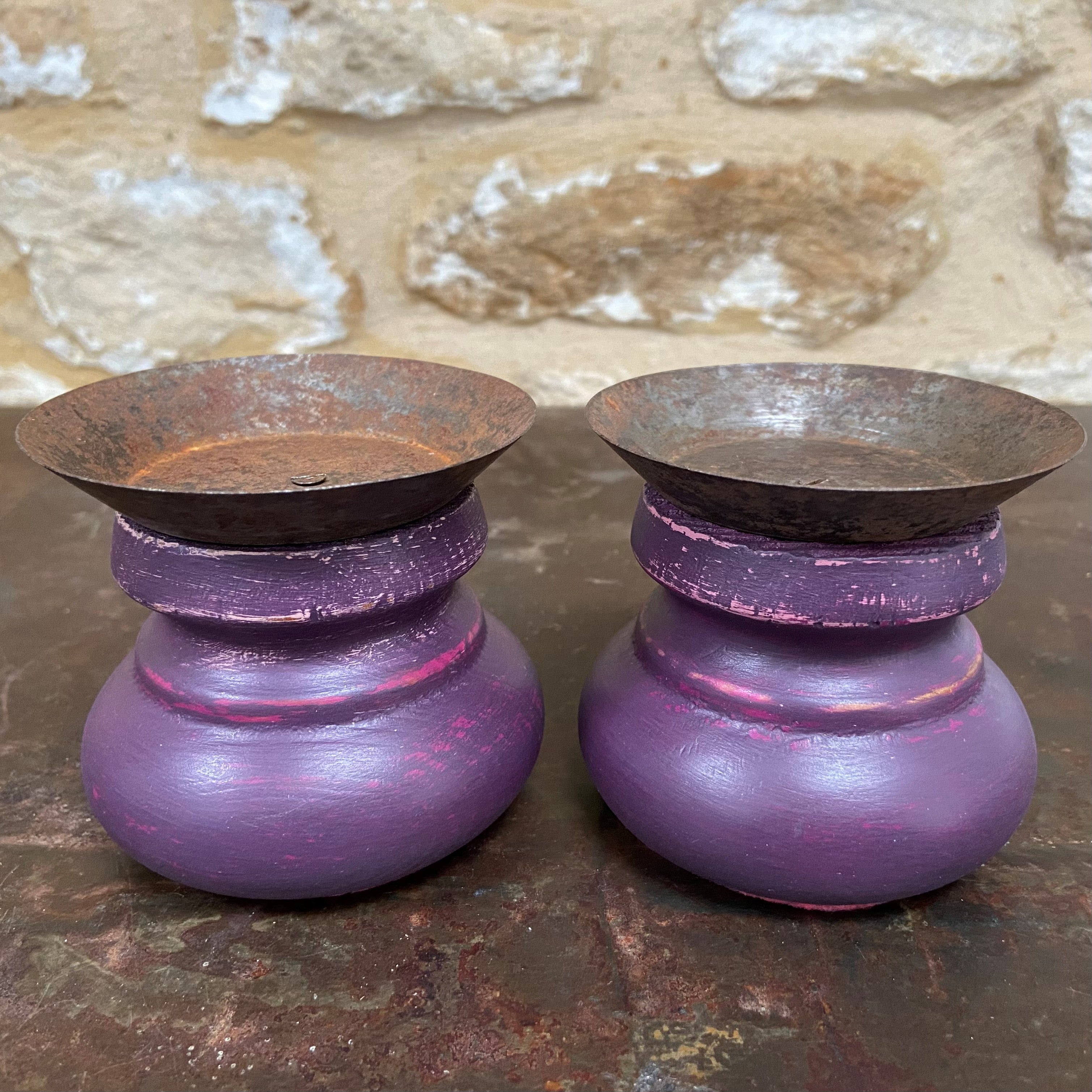 Rich Purple Candle Holders (Pair)