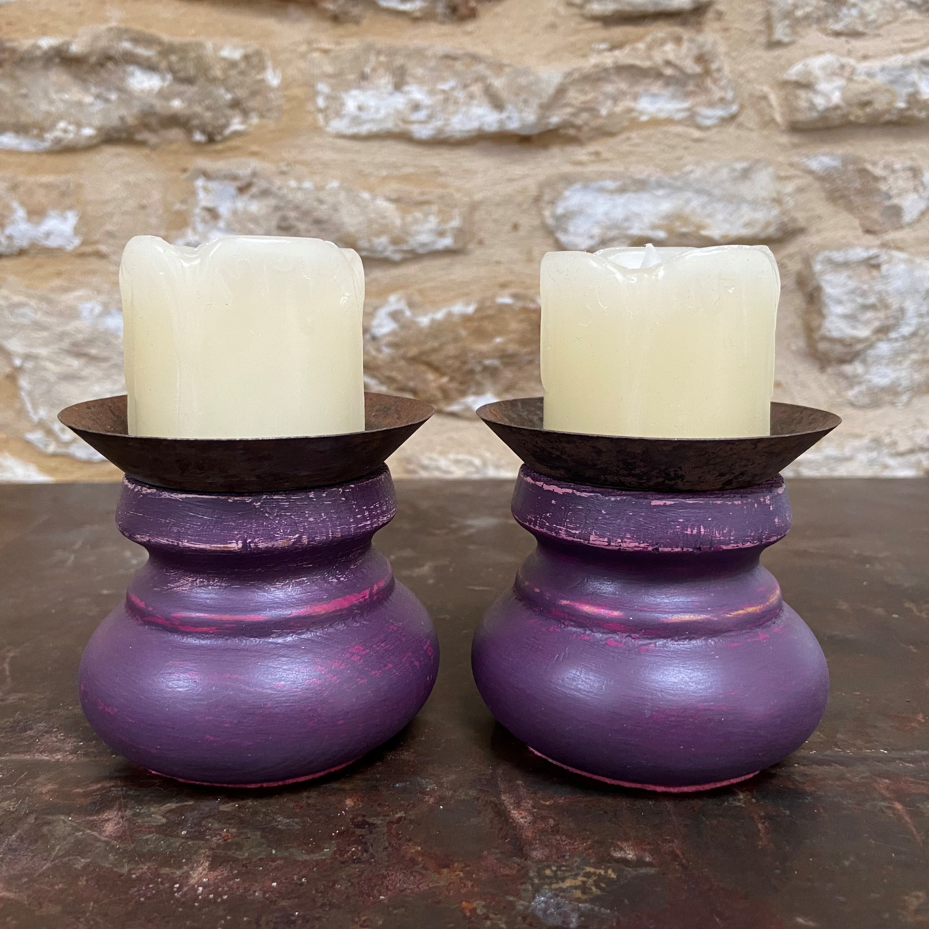 Rich Purple Candle Holders (Pair)