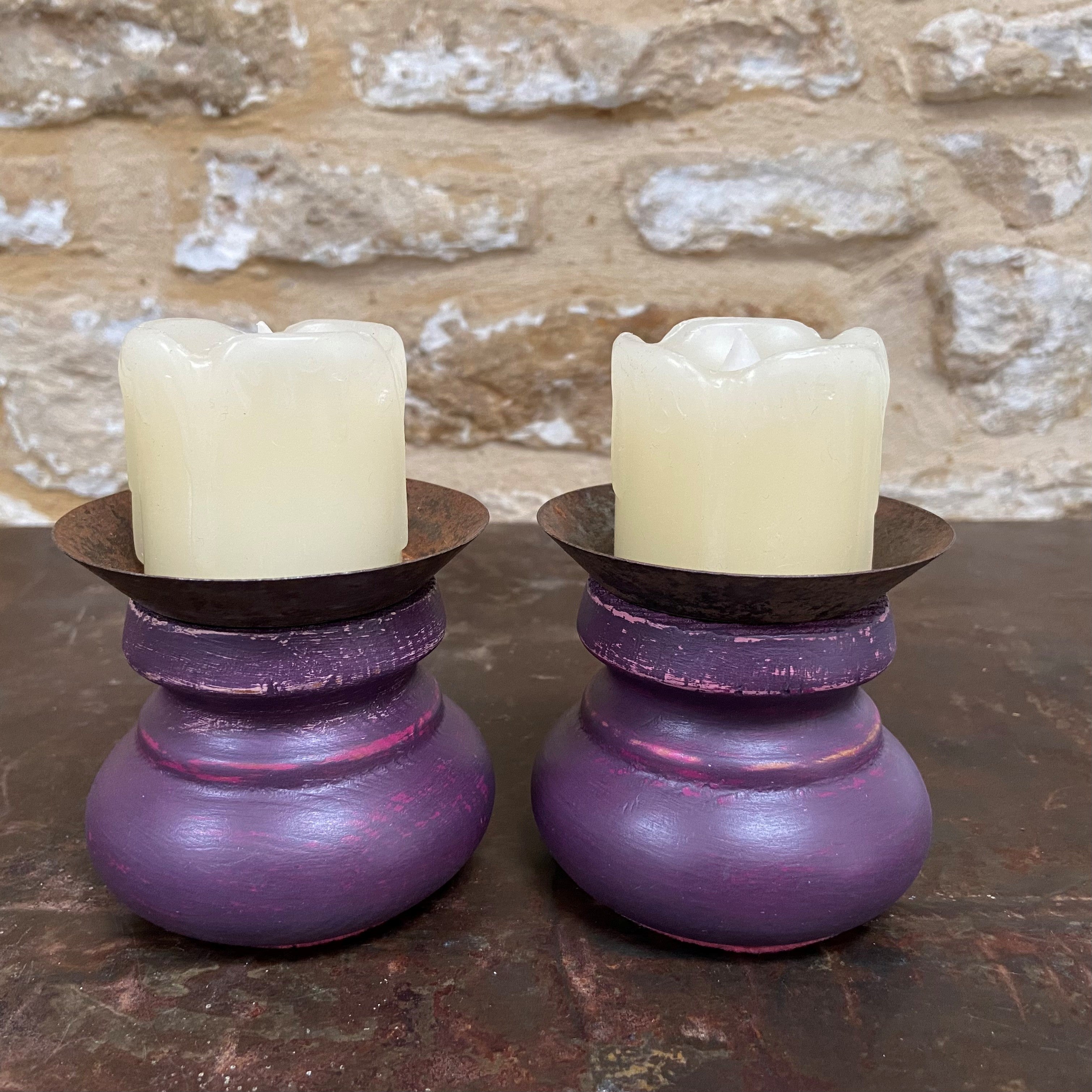 Rich Purple Candle Holders (Pair)
