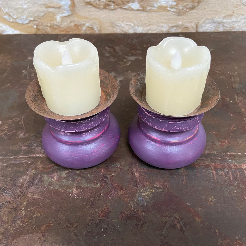 Rich Purple Candle Holders (Pair)