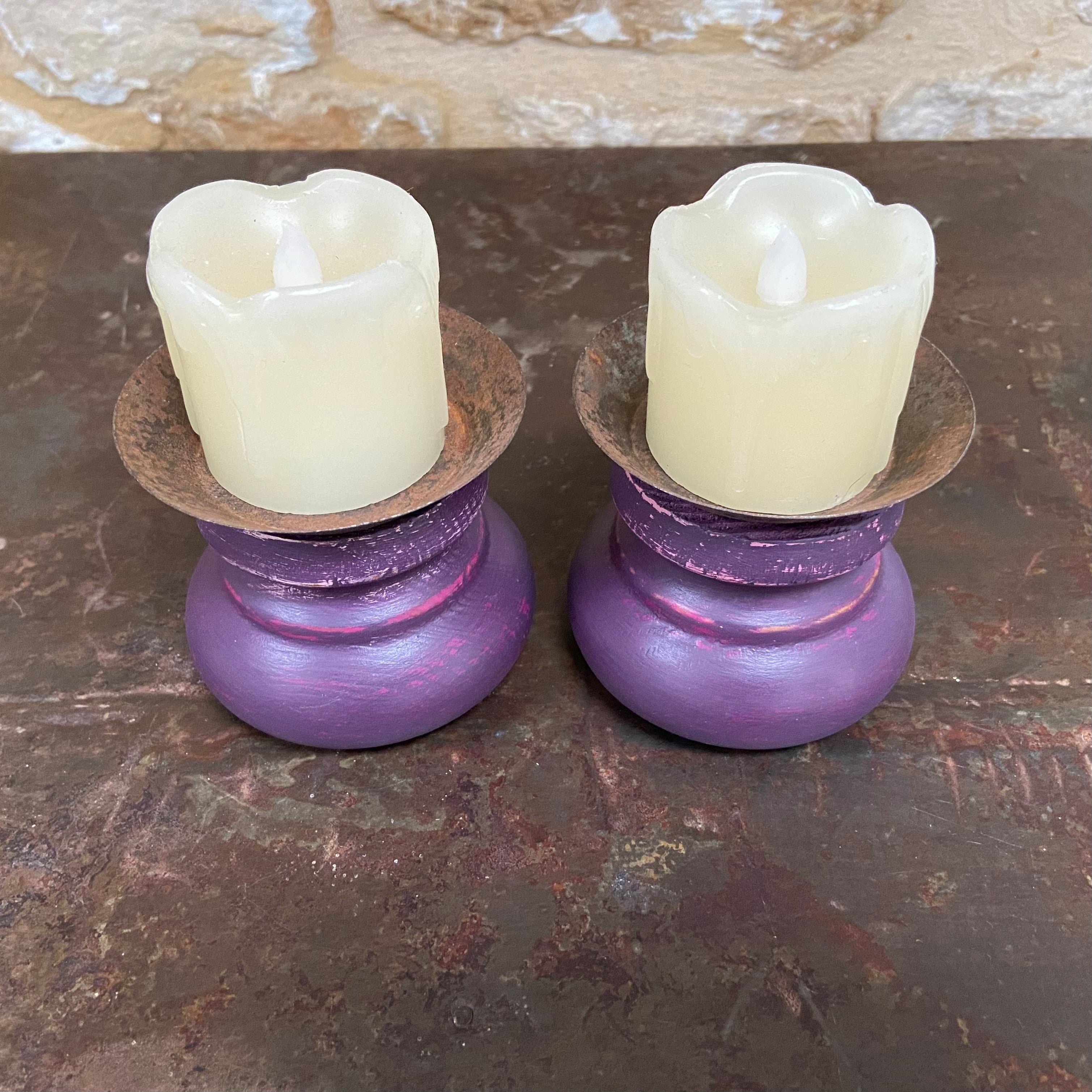 Rich Purple Candle Holders (Pair)
