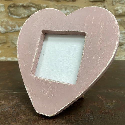 Distressed Pink Heart Shaped Picture Frame