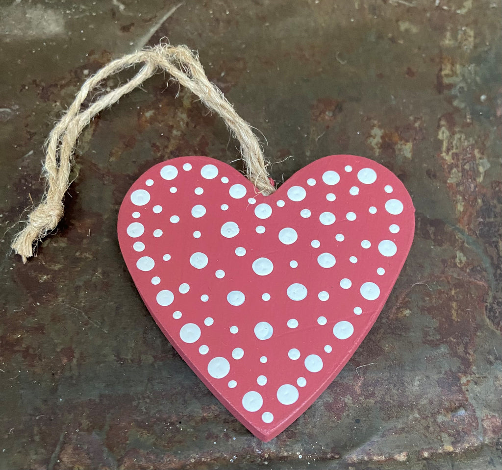 Spotty Hanging Wooden Heart
