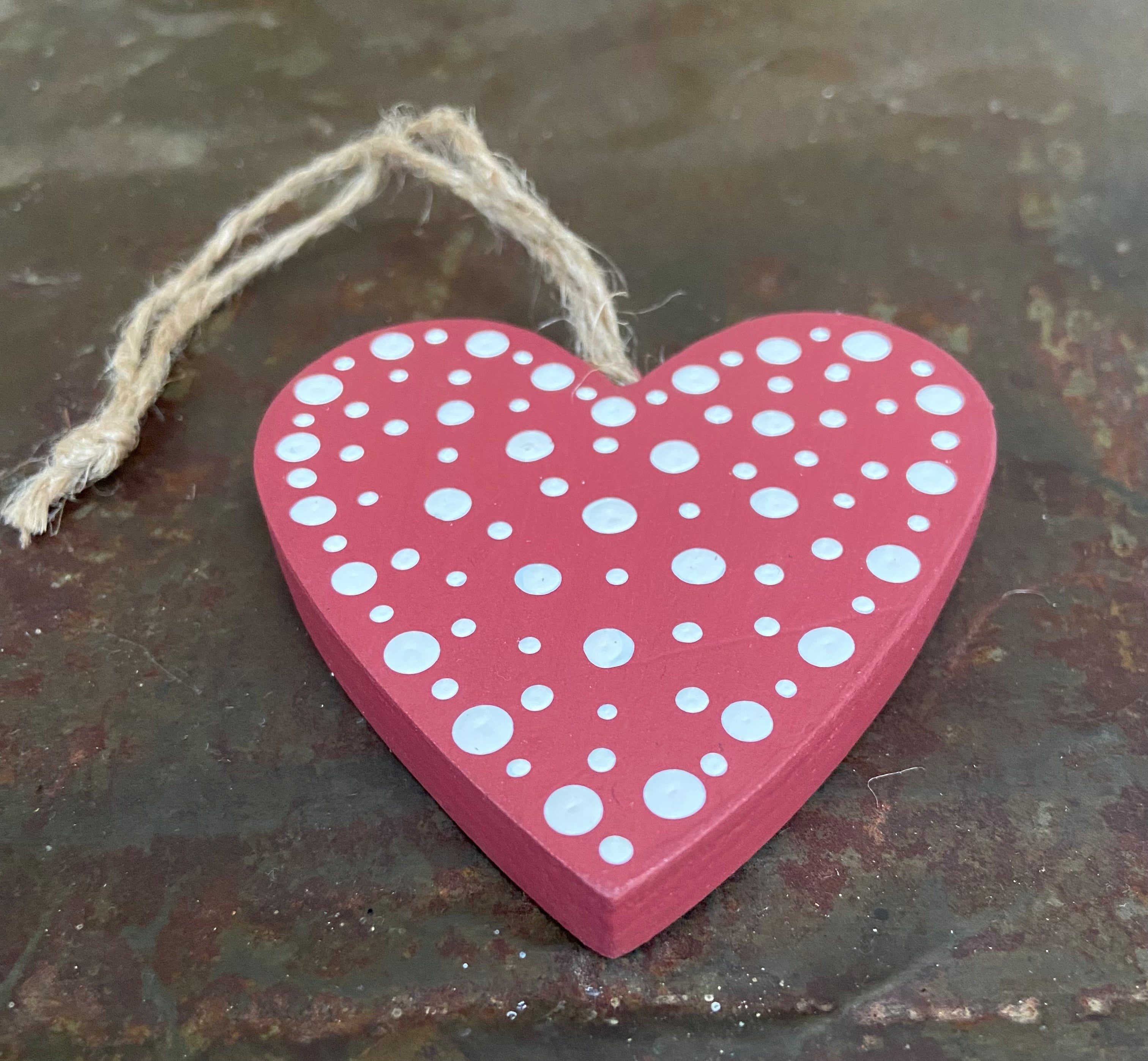 Spotty Hanging Wooden Heart