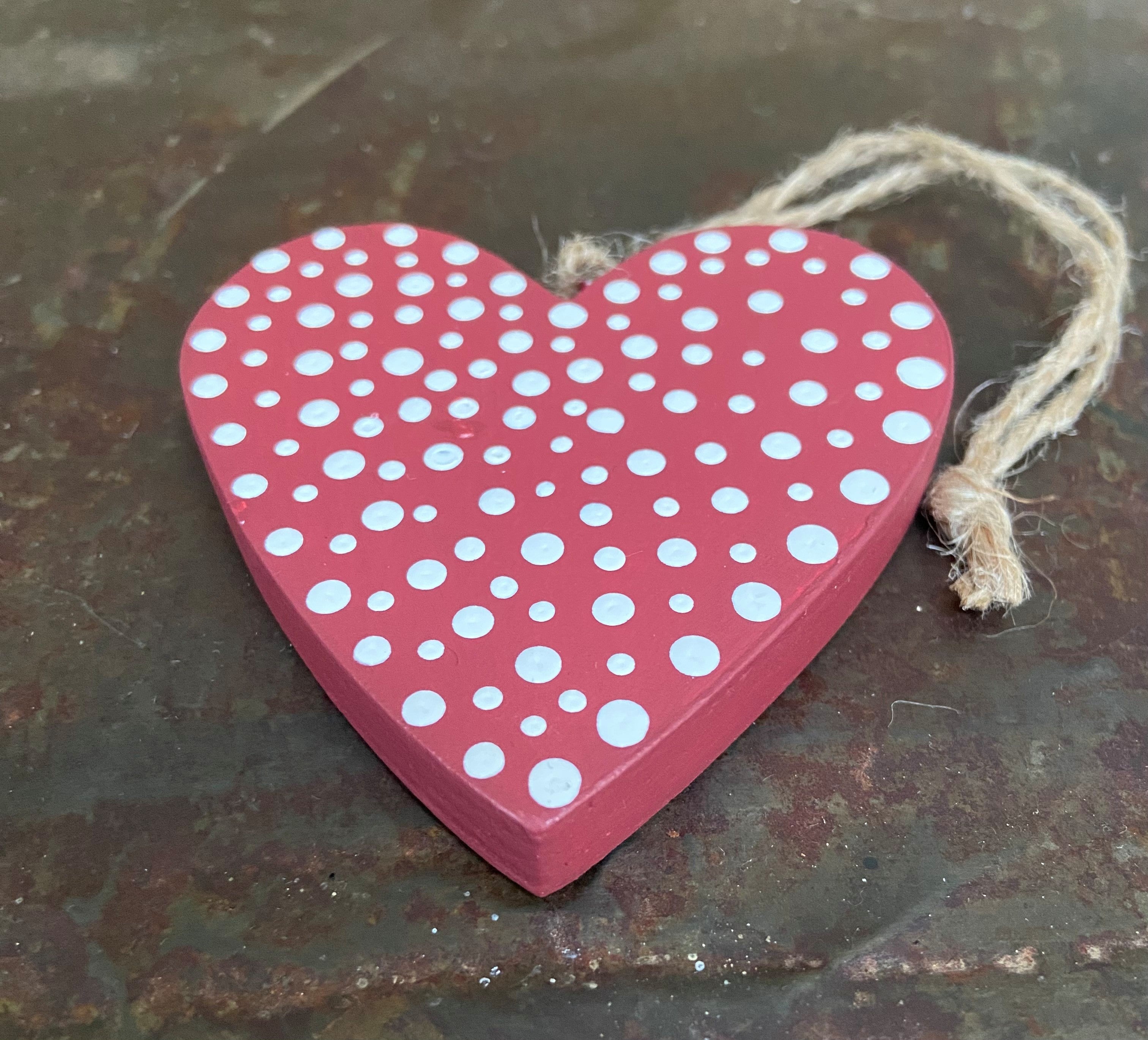 Spotty Hanging Wooden Heart