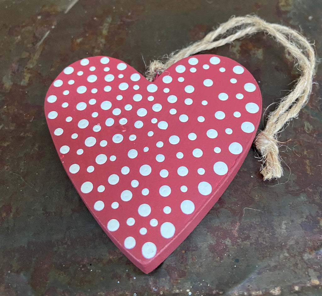 Spotty Hanging Wooden Heart