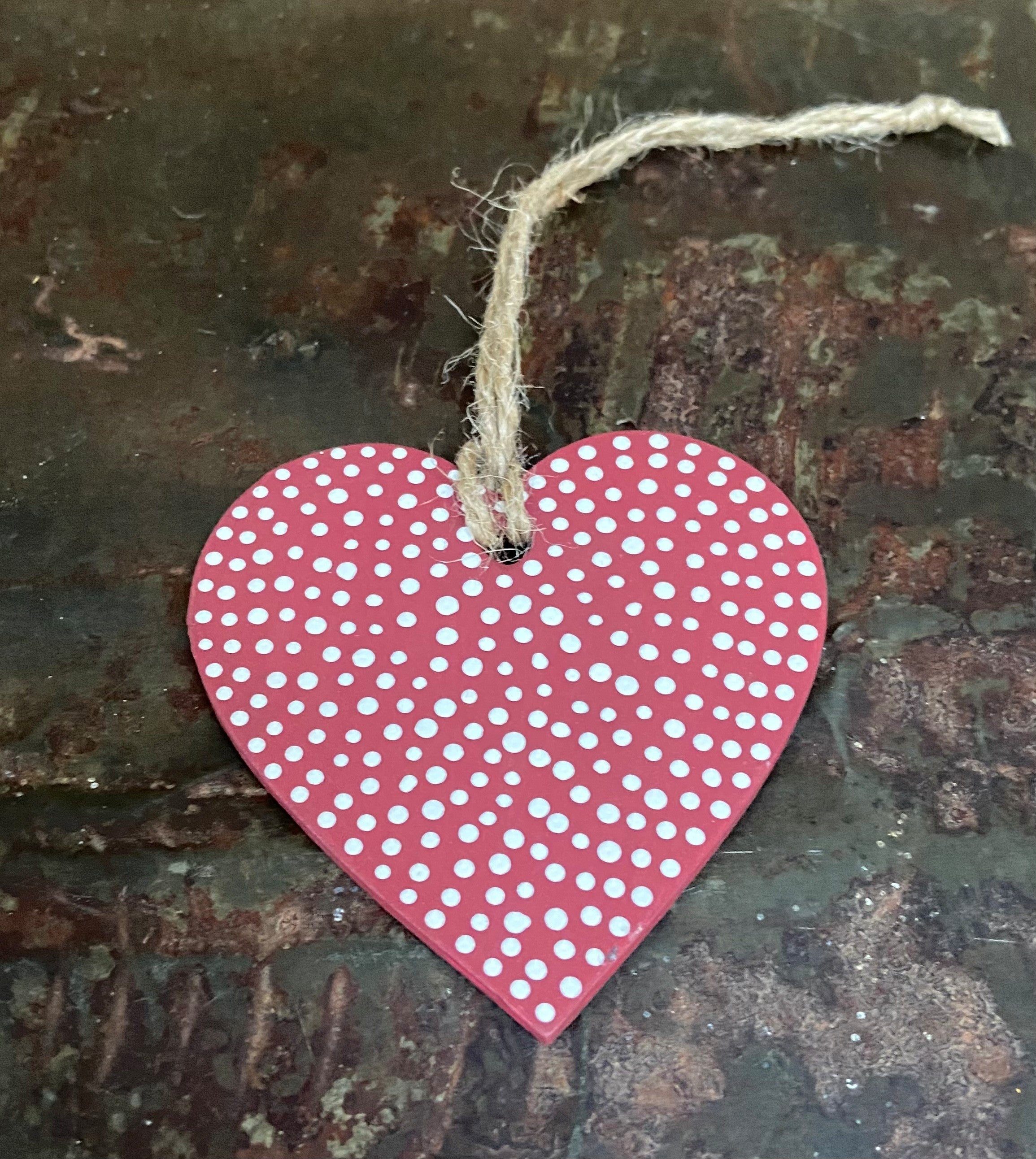 Spotty Hanging Wooden Heart