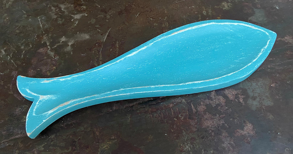 Distressed Turquoise Fish Dish/Tray