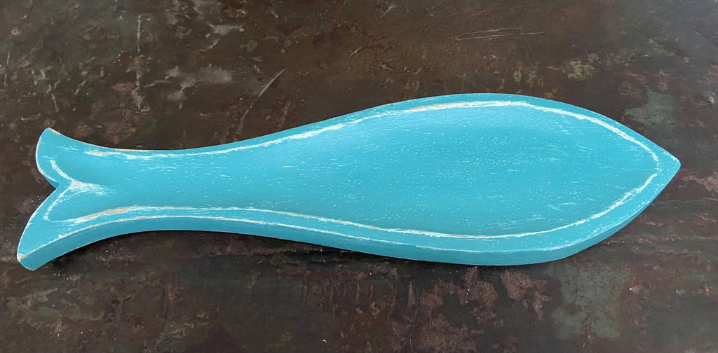 Distressed Turquoise Fish Dish/Tray