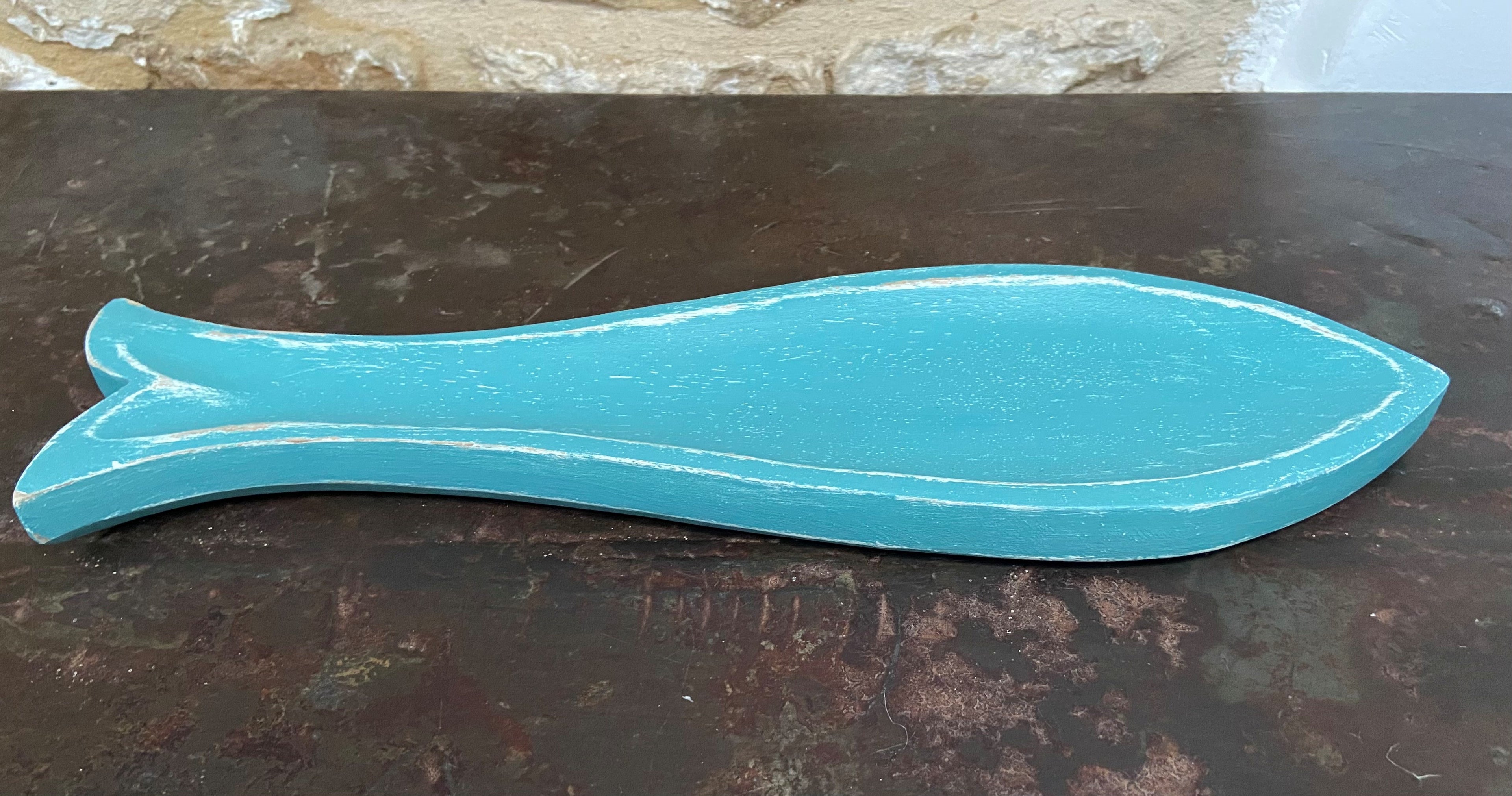 Distressed Turquoise Fish Dish/Tray