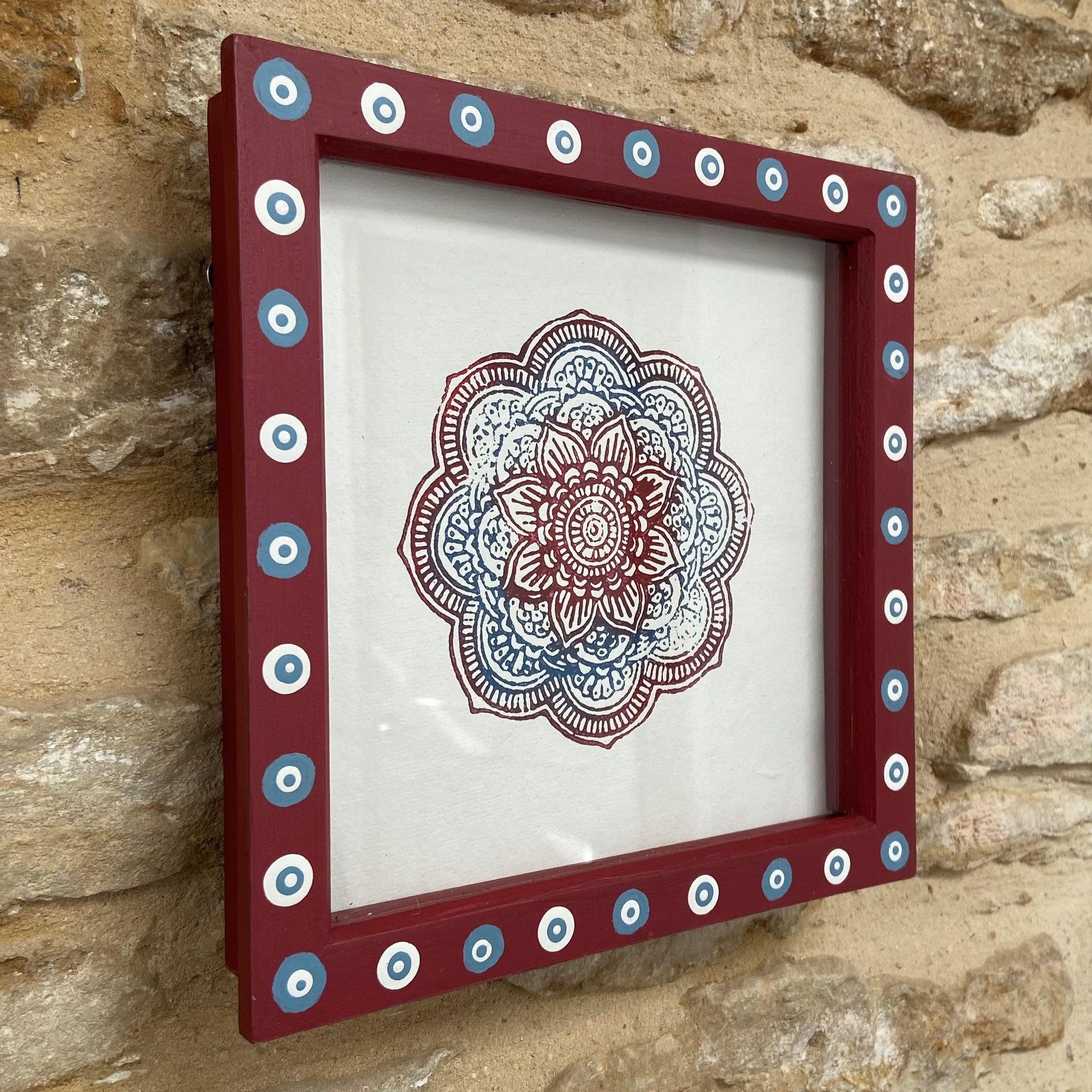 Hand Printed Mandala Block Print in Decorated Frame