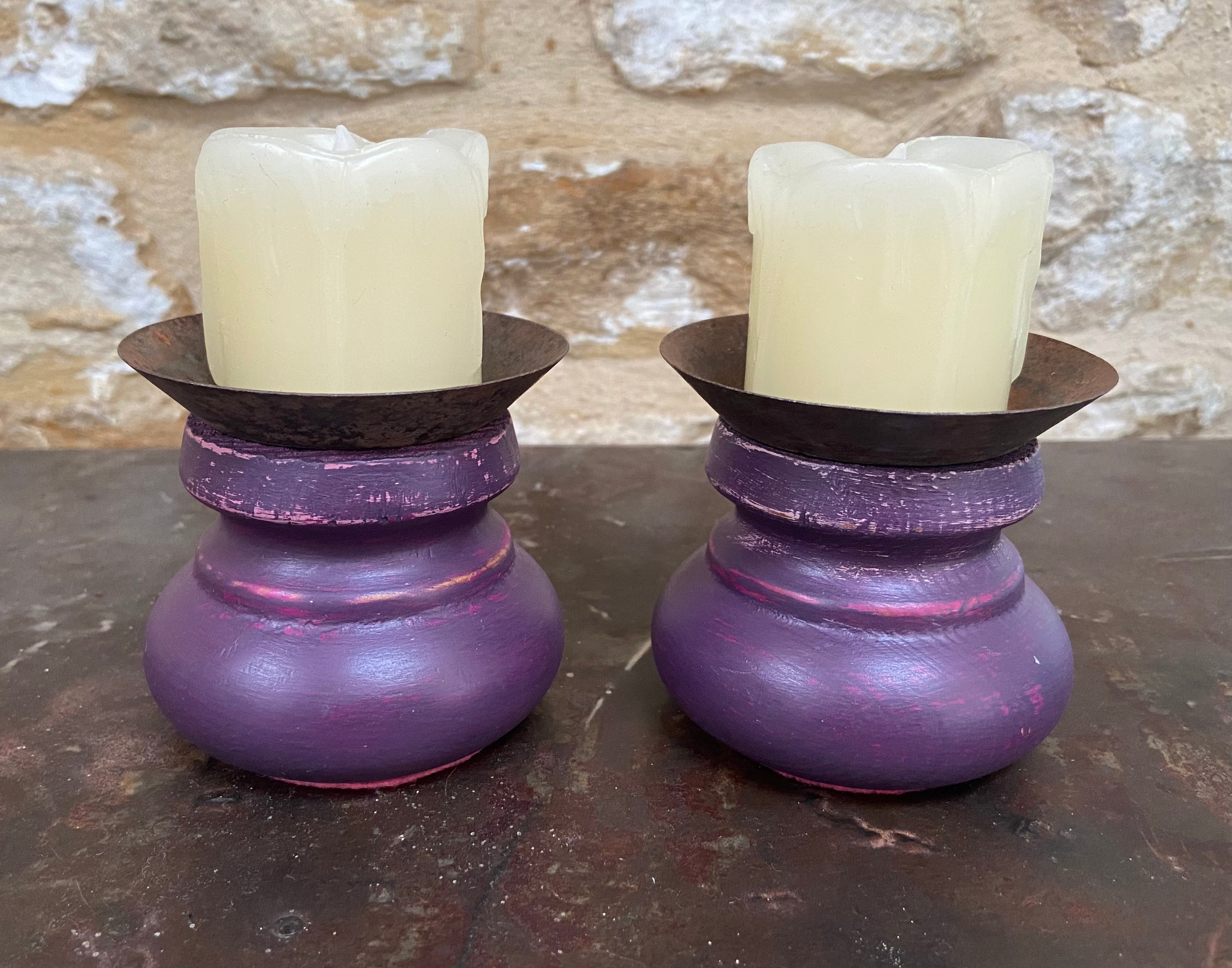 Rich Purple Candle Holders (Pair)