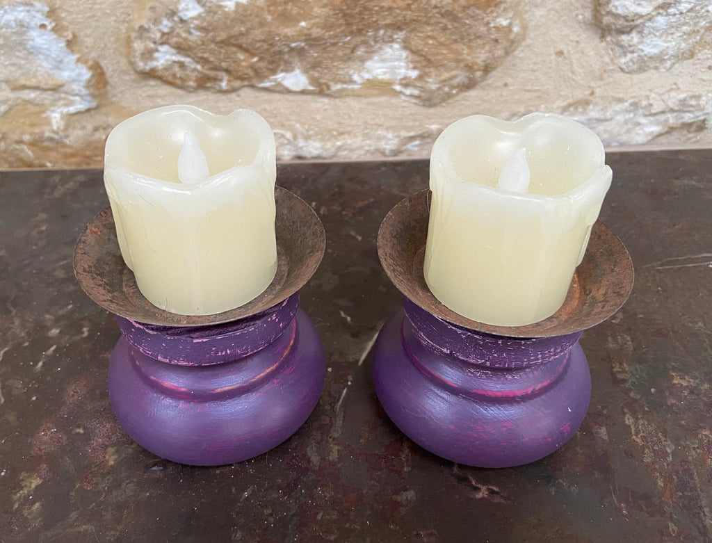 Rich Purple Candle Holders (Pair)