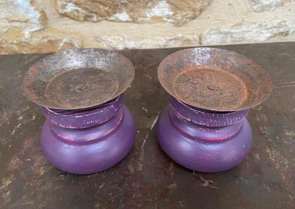Rich Purple Candle Holders (Pair)