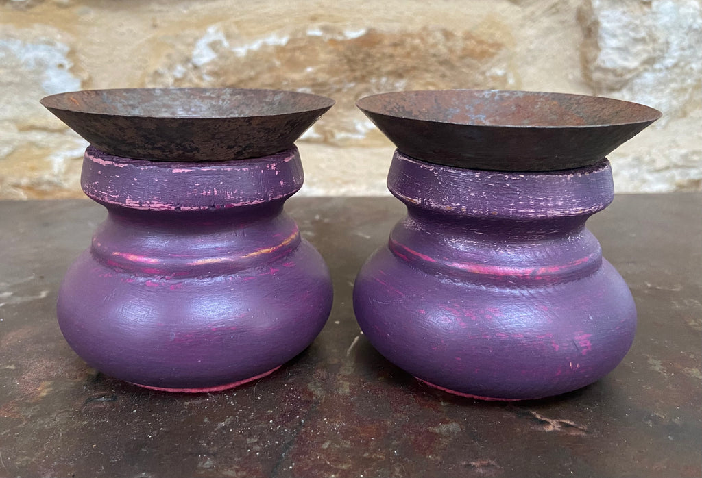 Rich Purple Candle Holders (Pair)