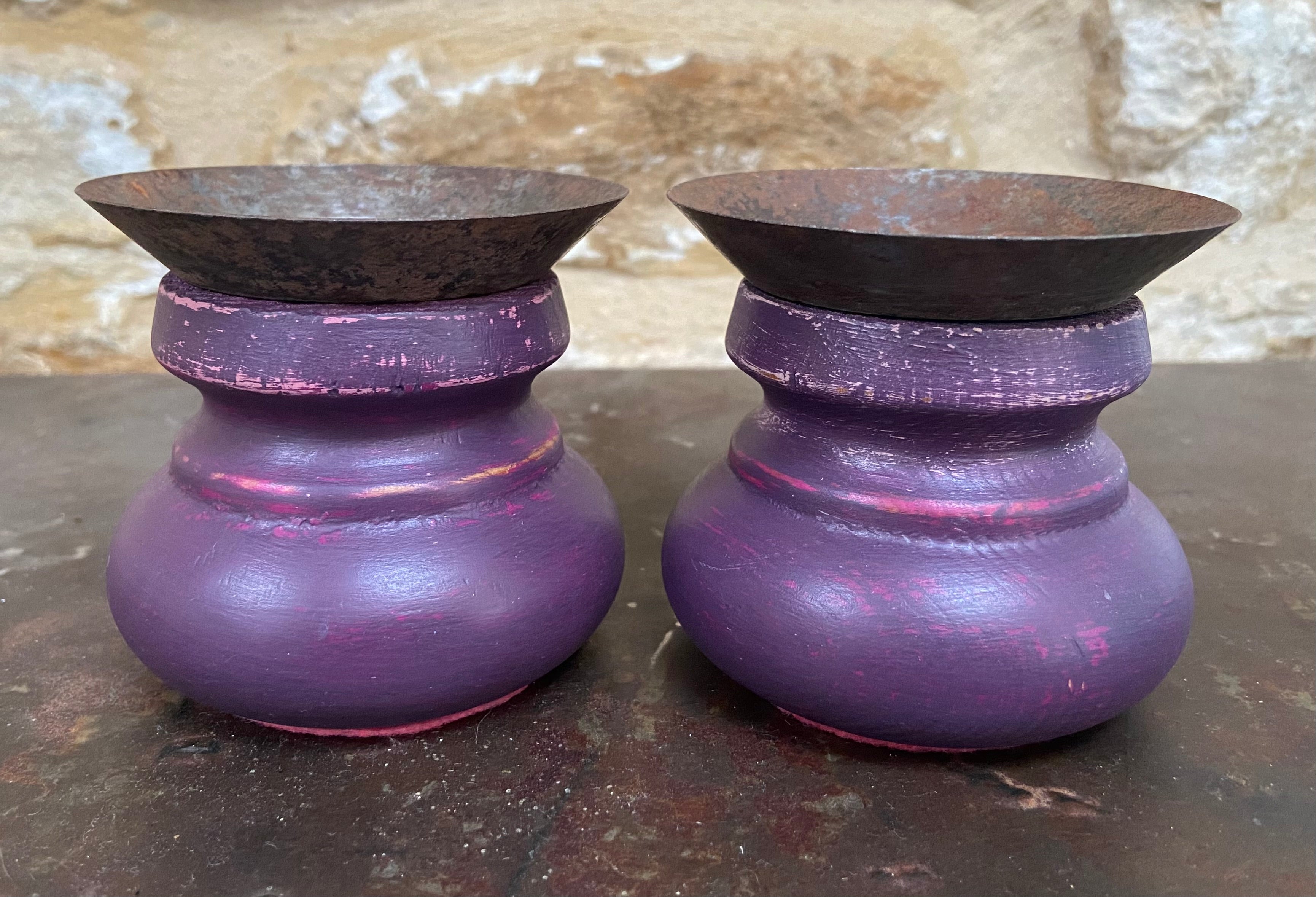Rich Purple Candle Holders (Pair)