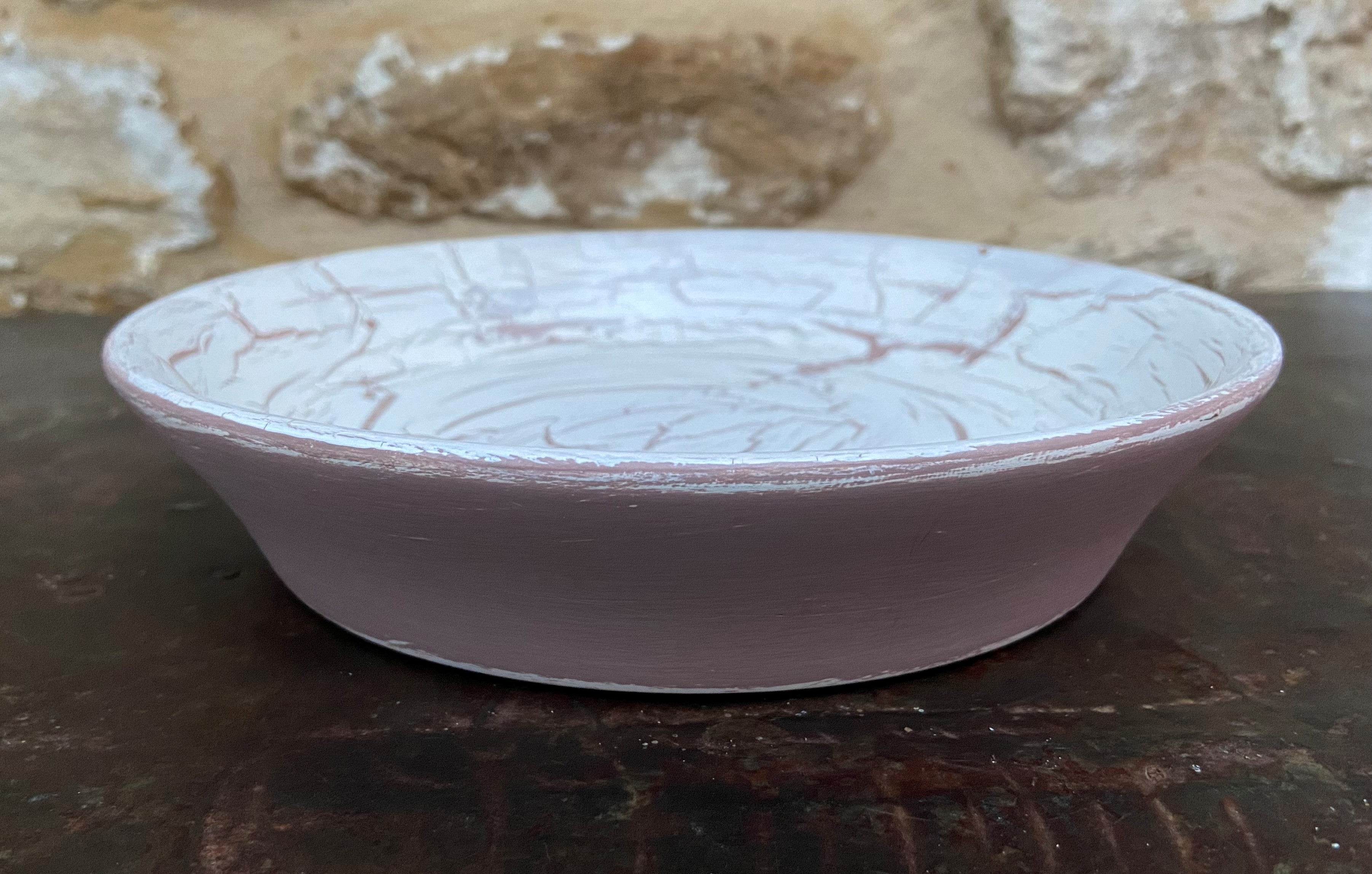 Pink & White Crackle Dish