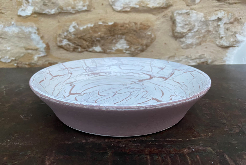 Pink & White Crackle Dish