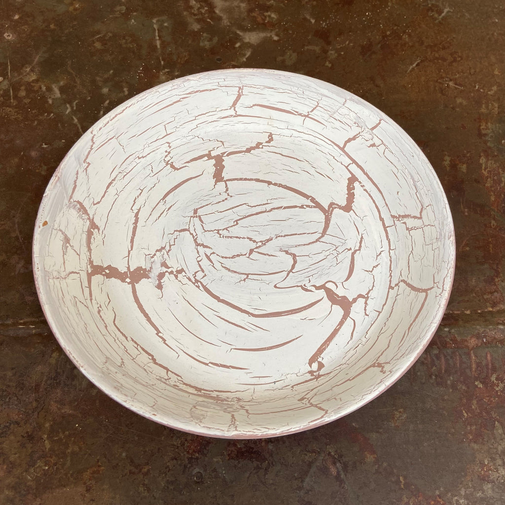 Pink & White Crackle Dish