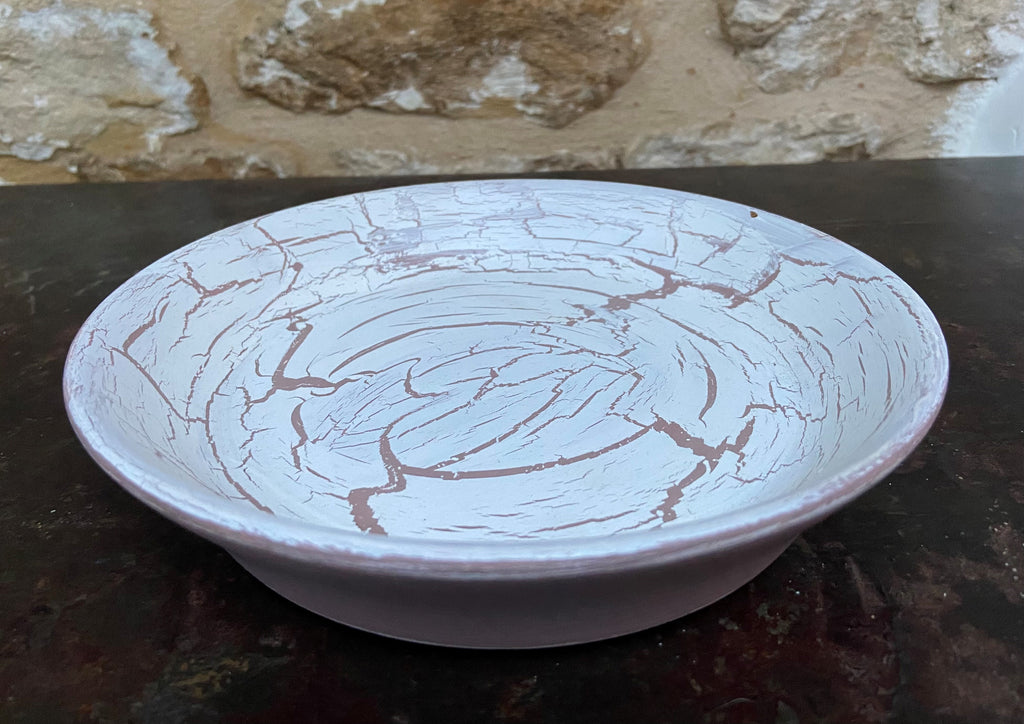 Pink & White Crackle Dish