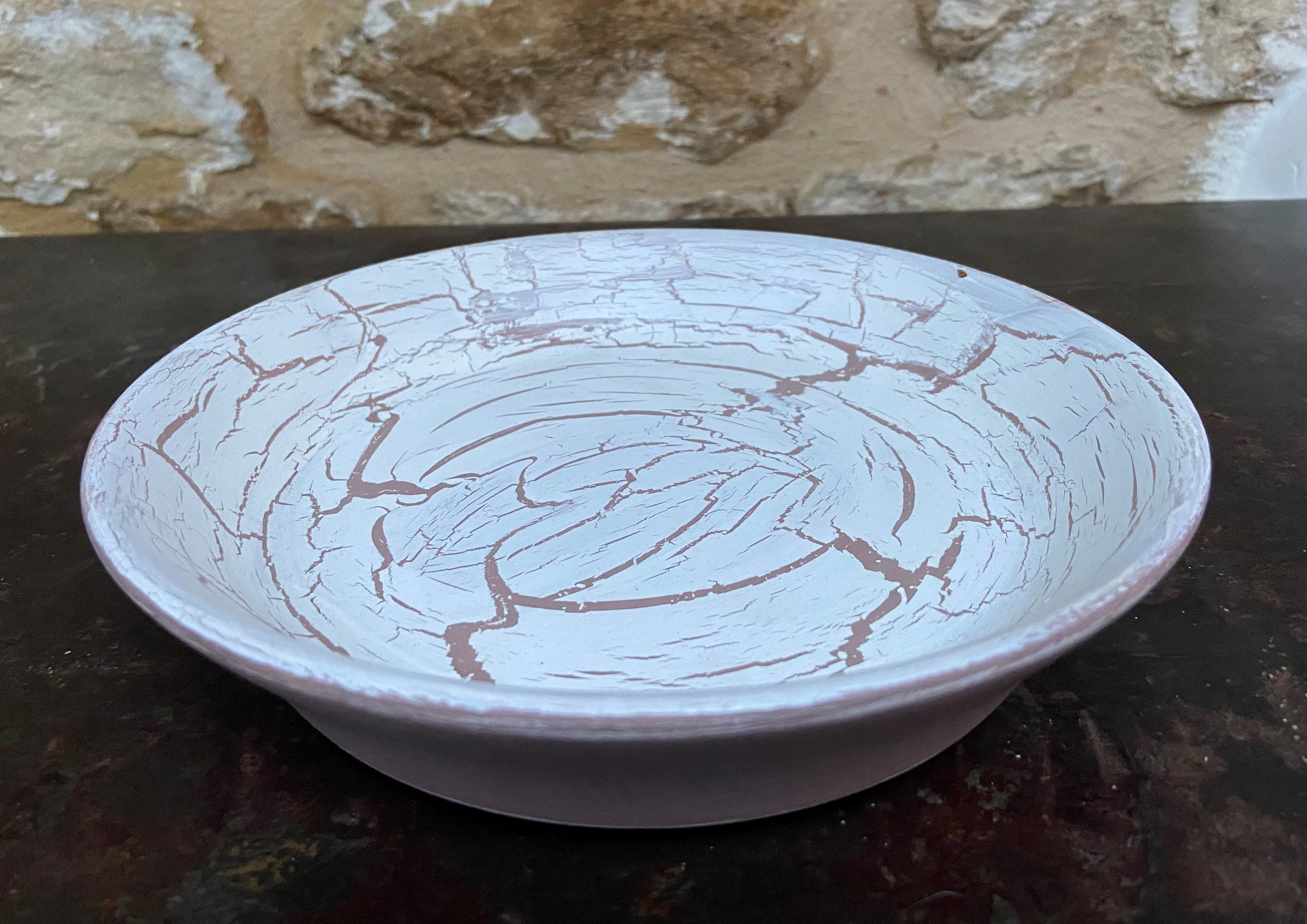 Pink & White Crackle Dish