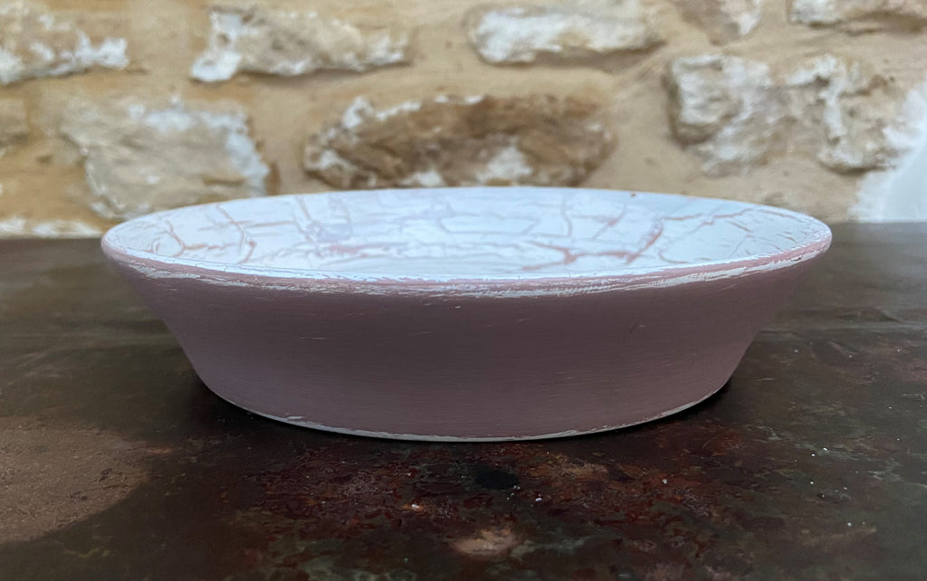 Pink & White Crackle Dish