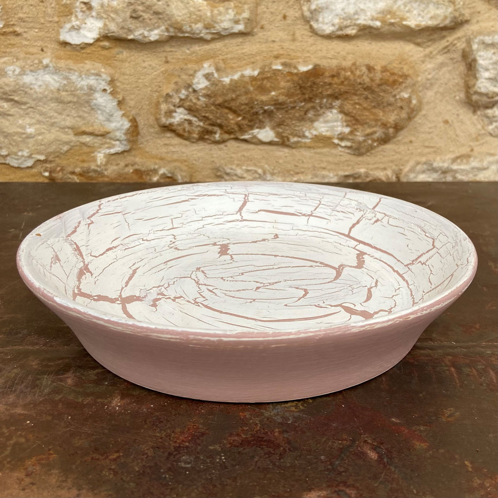 Pink & White Crackle Dish