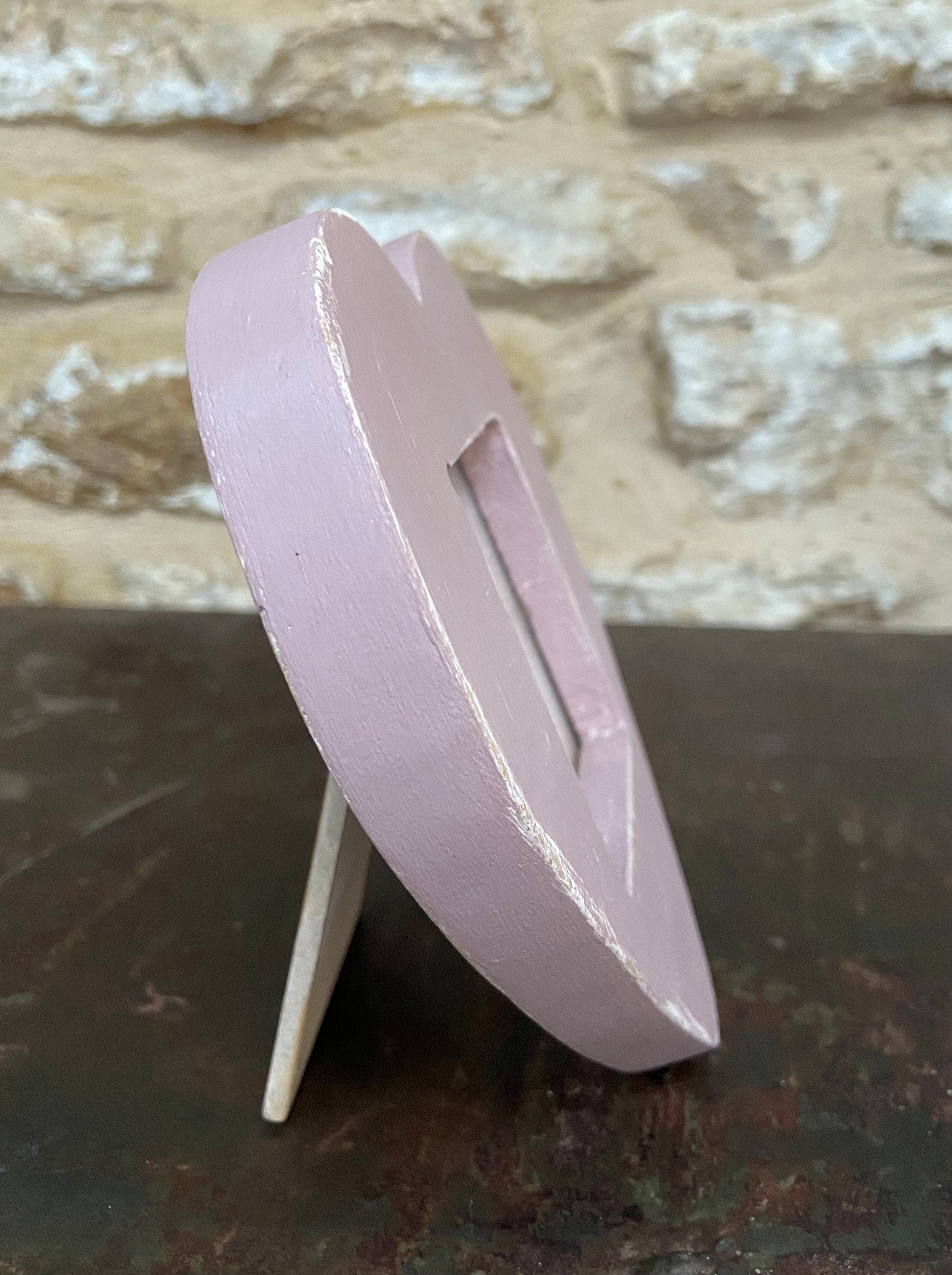 Distressed Pink Heart Shaped Picture Frame