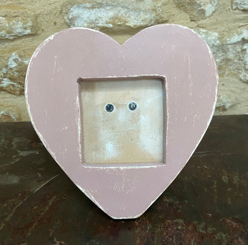 Distressed Pink Heart Shaped Picture Frame