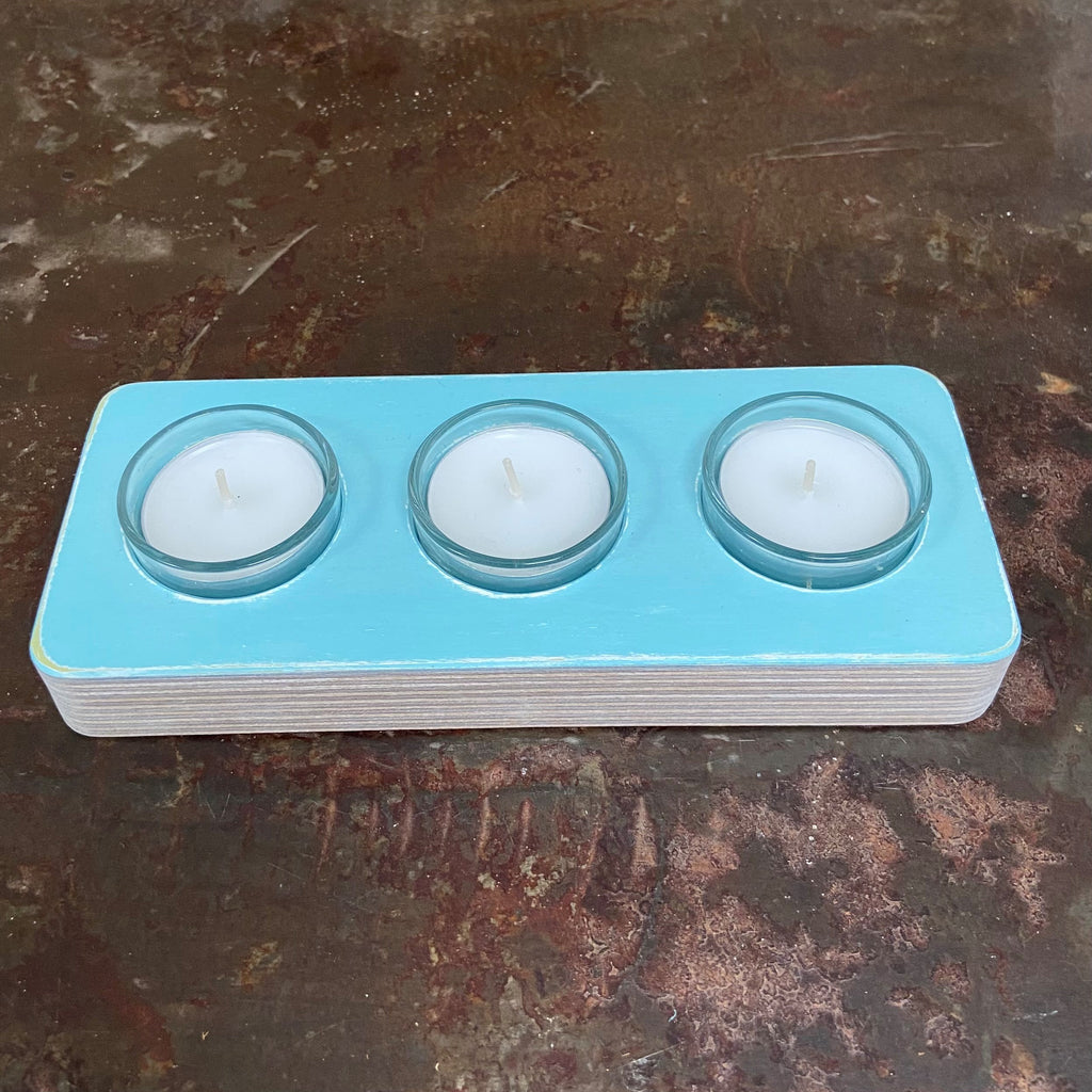 Coastal Blue Triple Tealight Holder