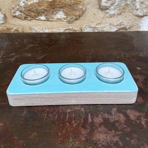 Coastal Blue Triple Tealight Holder