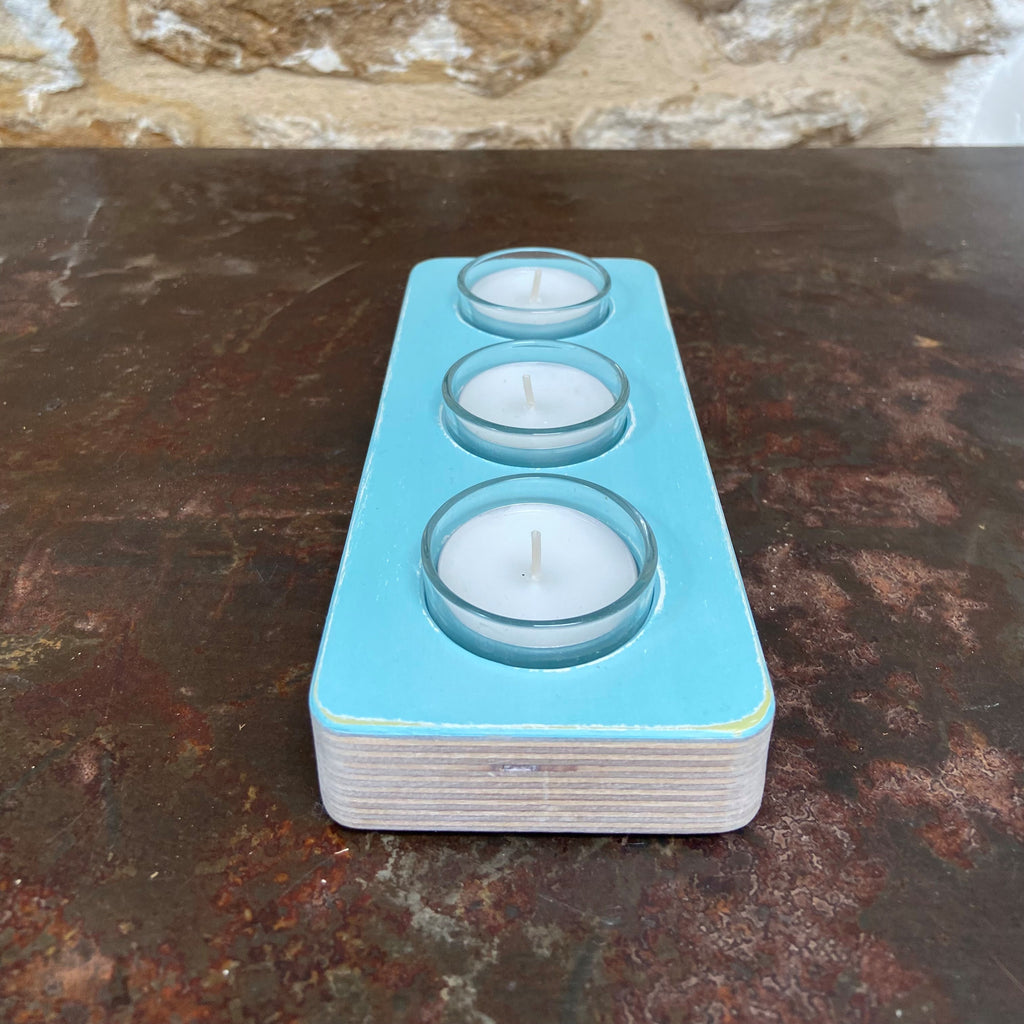 Coastal Blue Triple Tealight Holder
