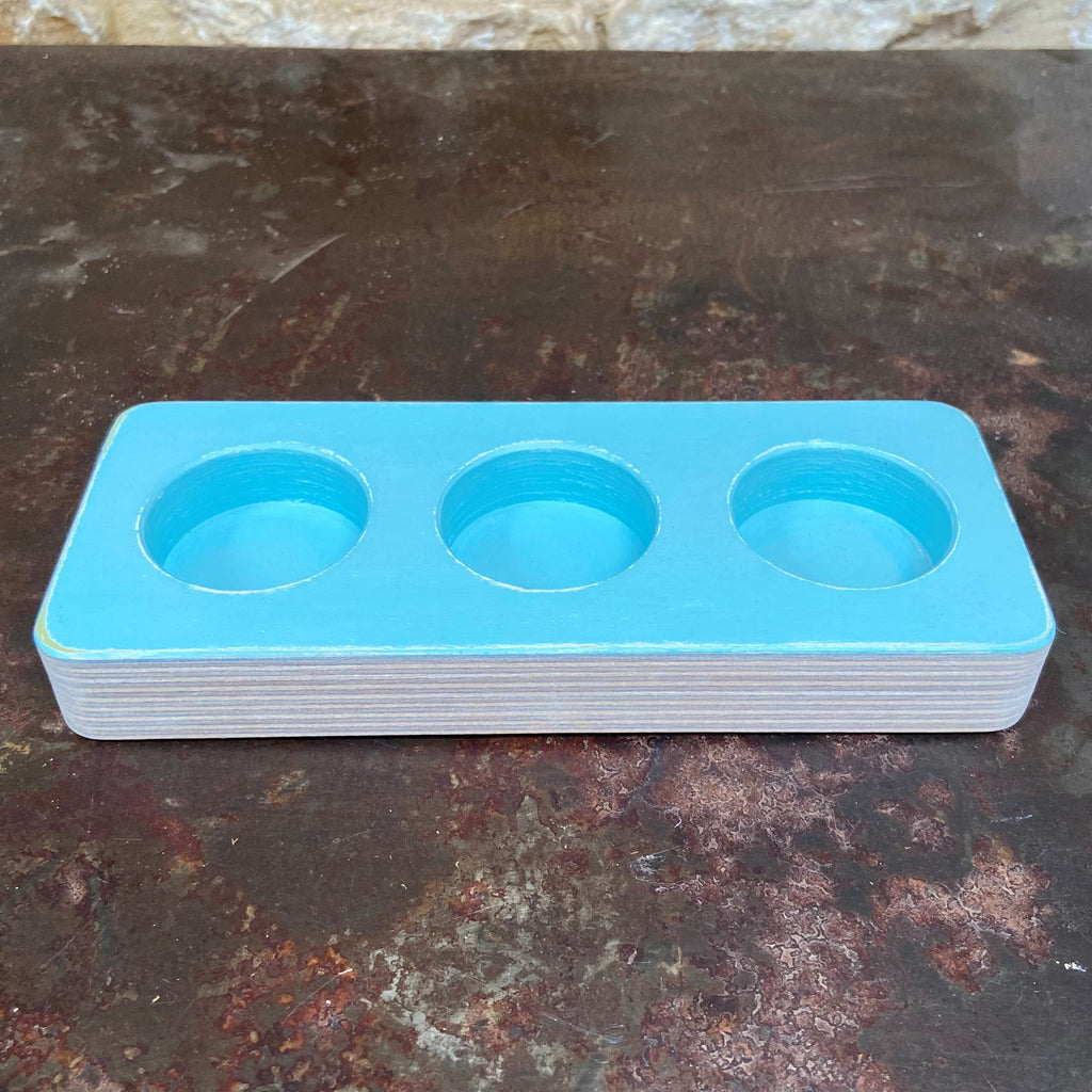 Coastal Blue Triple Tealight Holder