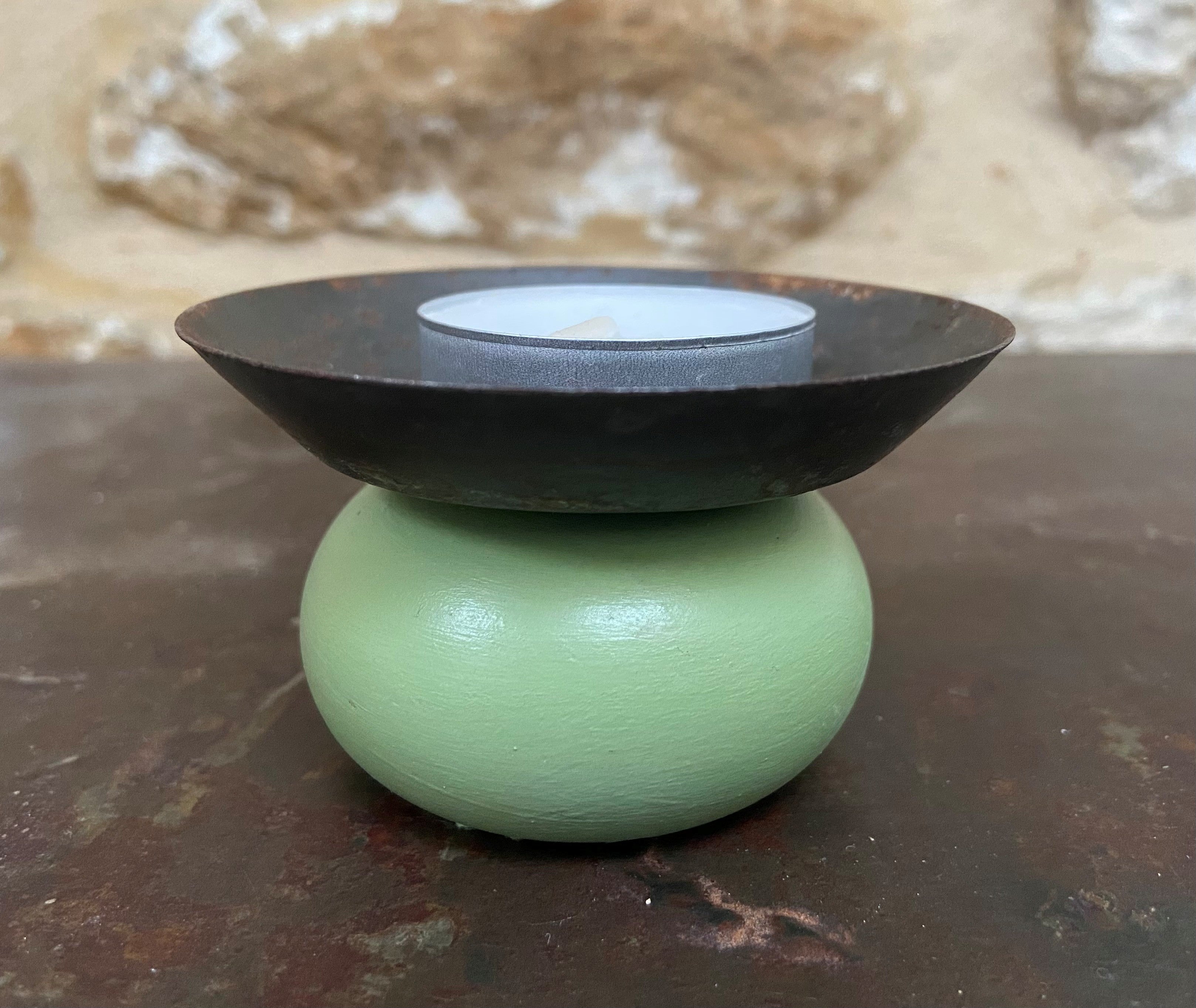 Small Green Tealight / Candle Holder