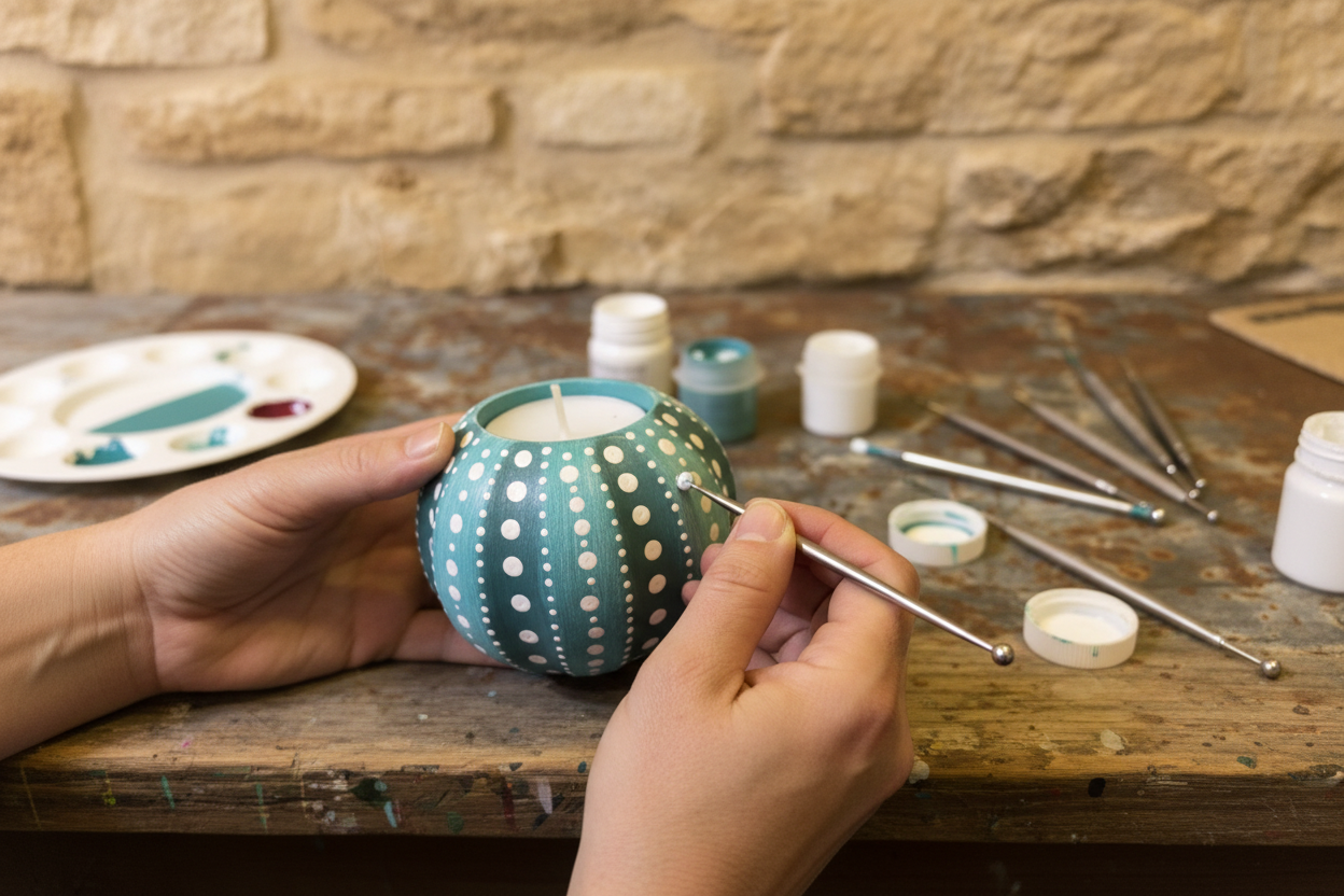 Dotting teal urchin tealight holder